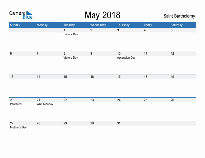 Fillable May 2018 Calendar