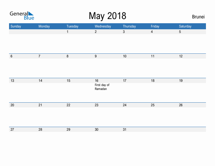 Fillable May 2018 Calendar