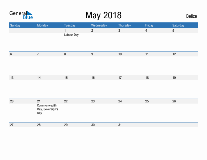 Fillable May 2018 Calendar