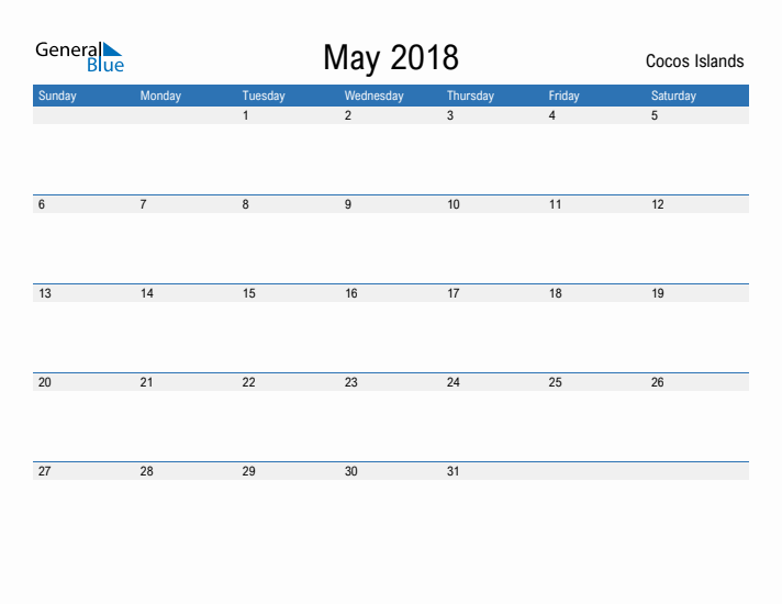 Fillable May 2018 Calendar