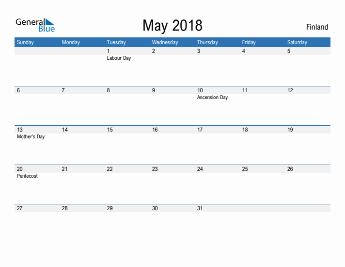 Fillable May 2018 Calendar