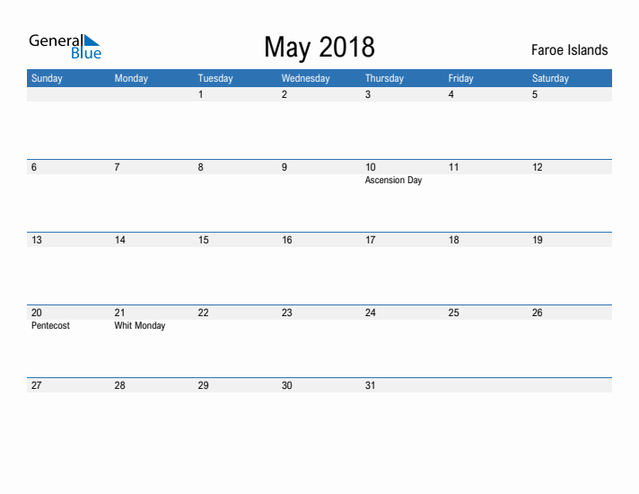 Fillable May 2018 Calendar