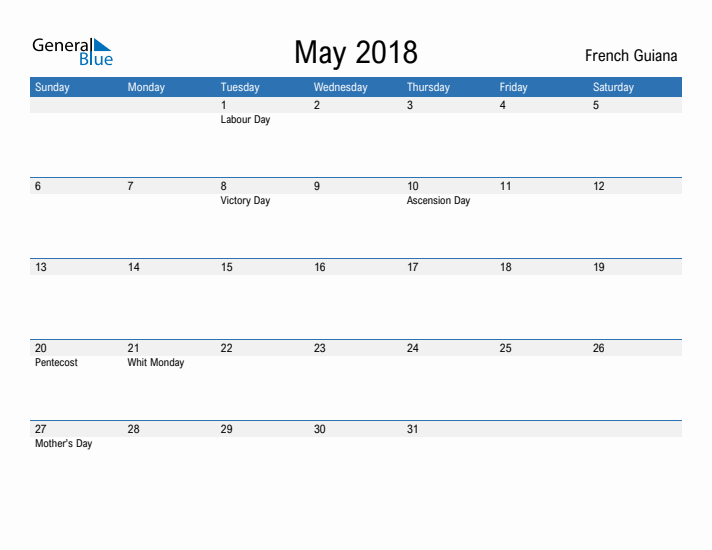 Fillable May 2018 Calendar