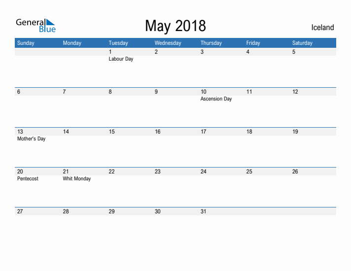 Fillable May 2018 Calendar