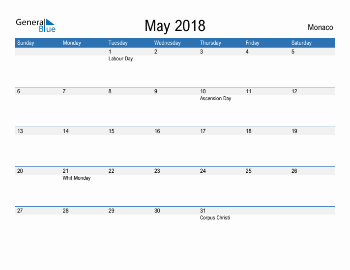 Fillable May 2018 Calendar