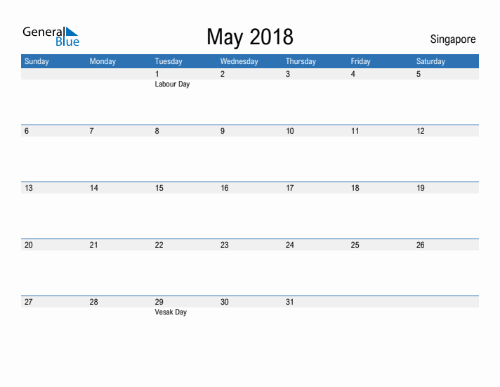 Fillable May 2018 Calendar