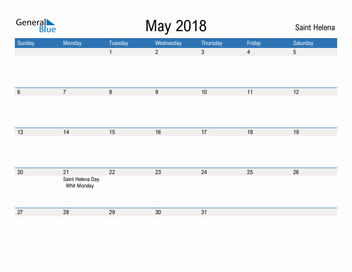 Fillable May 2018 Calendar