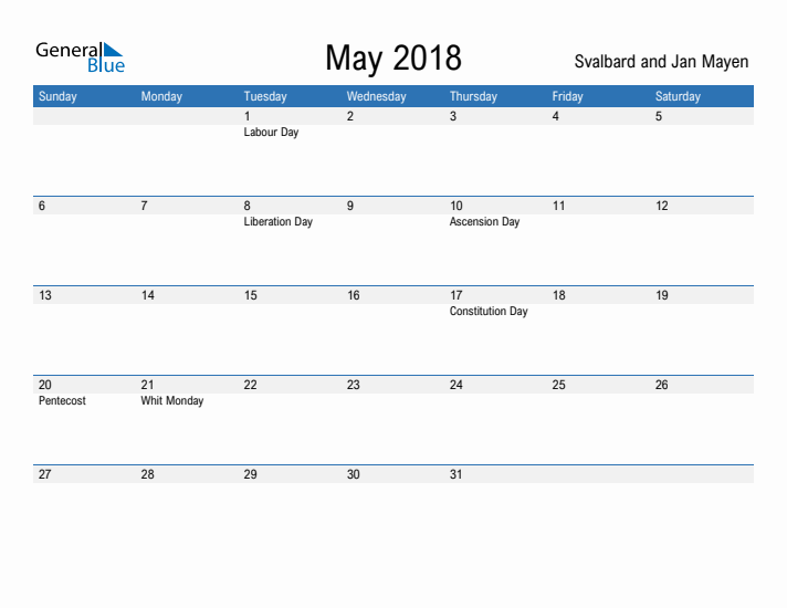 Fillable May 2018 Calendar