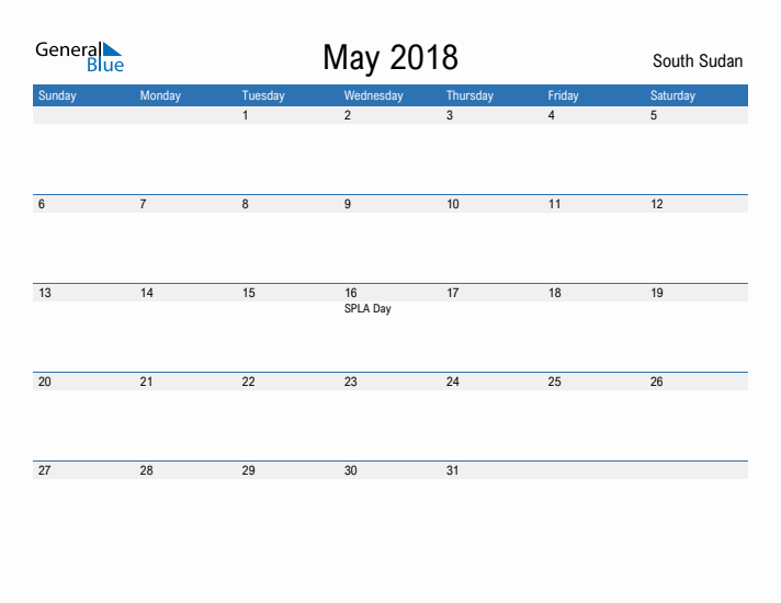 Fillable May 2018 Calendar