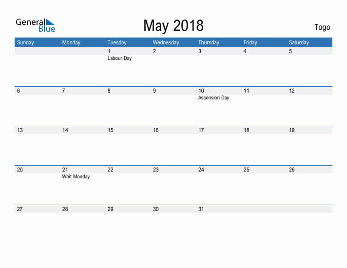 Fillable May 2018 Calendar