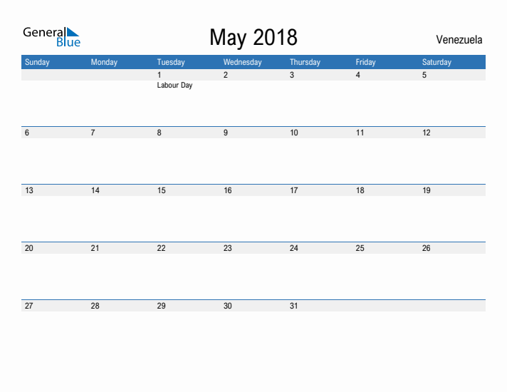 Fillable May 2018 Calendar