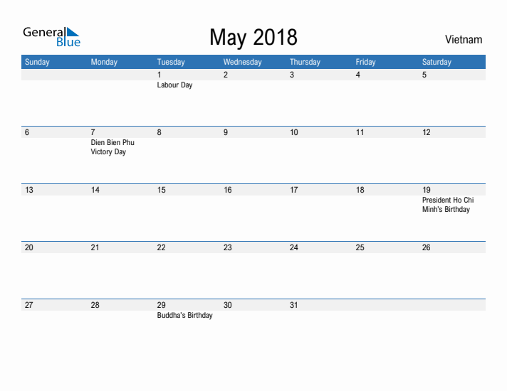 Fillable May 2018 Calendar