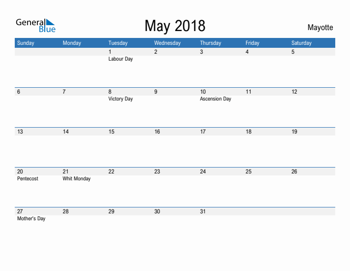 Fillable May 2018 Calendar