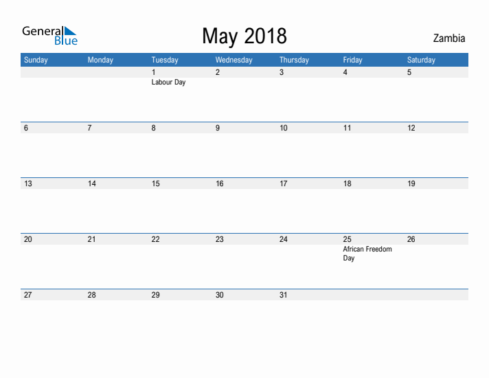 Fillable May 2018 Calendar