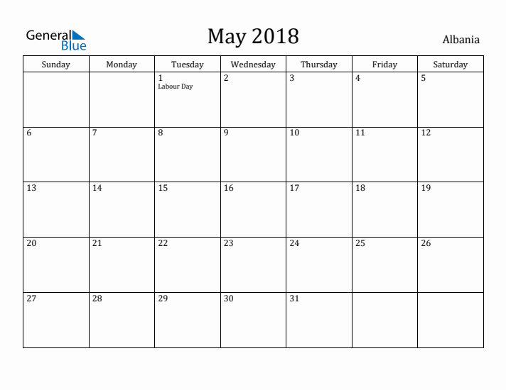 May 2018 Calendar Albania