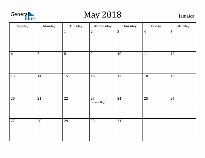 May 2018 Calendar Jamaica