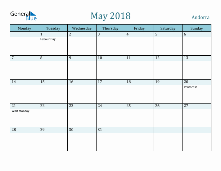 May 2018 Calendar with Holidays