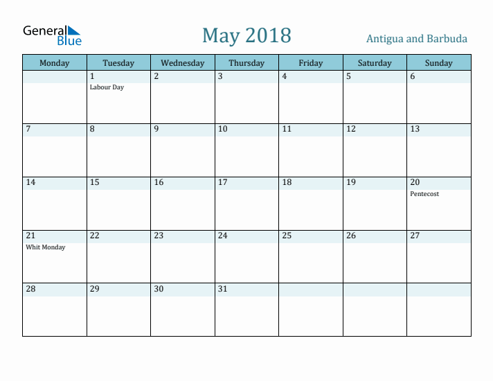 May 2018 Calendar with Holidays