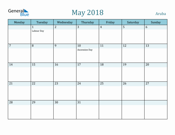 May 2018 Calendar with Holidays