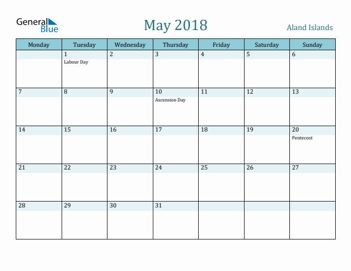 May 2018 Calendar with Holidays