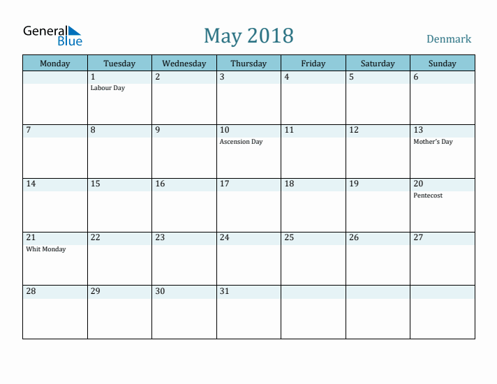 May 2018 Calendar with Holidays