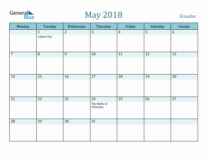 May 2018 Calendar with Holidays