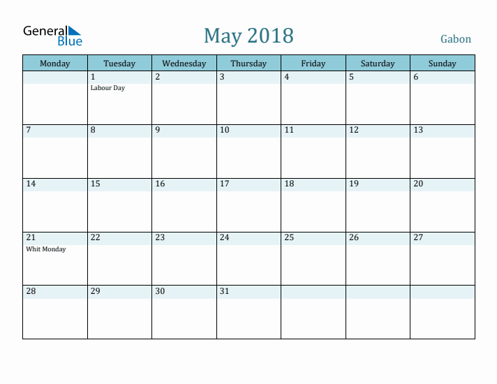 May 2018 Calendar with Holidays