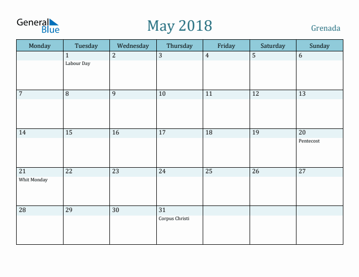 May 2018 Calendar with Holidays