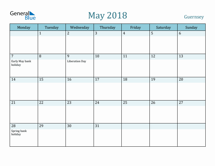 May 2018 Calendar with Holidays