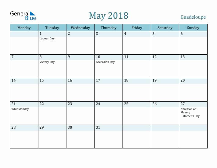 May 2018 Calendar with Holidays