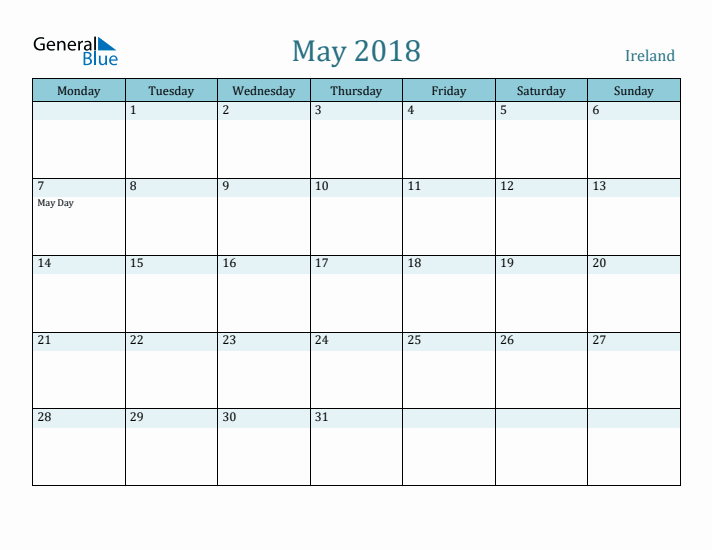 May 2018 Calendar with Holidays