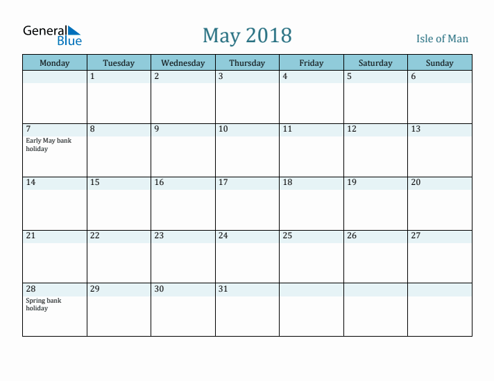 May 2018 Calendar with Holidays