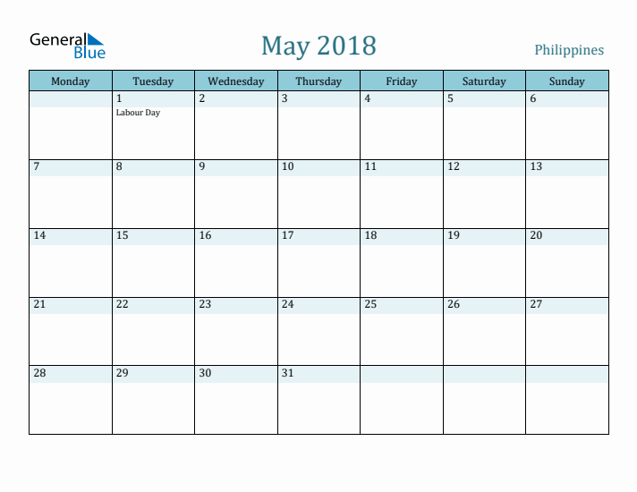 May 2018 Calendar with Holidays