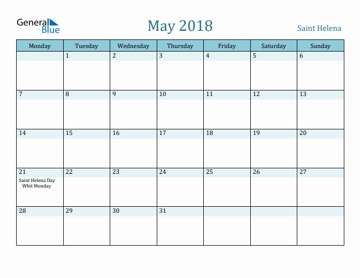 May 2018 Calendar with Holidays