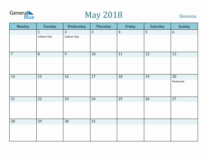 May 2018 Calendar with Holidays