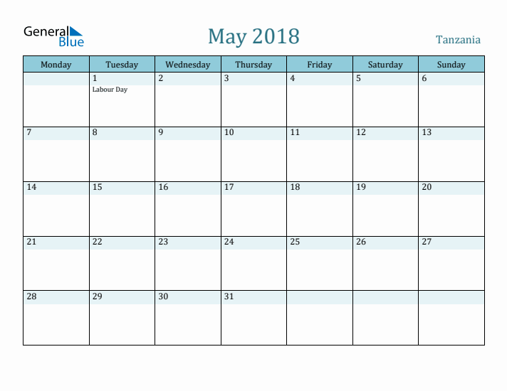 May 2018 Calendar with Holidays