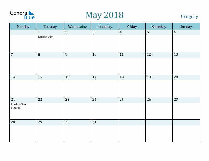 May 2018 Calendar with Holidays