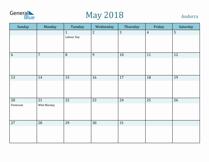 May 2018 Calendar with Holidays