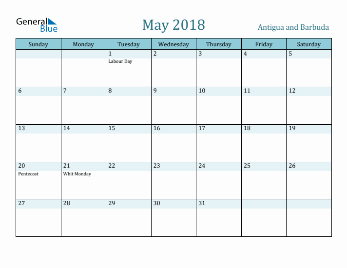 May 2018 Calendar with Holidays