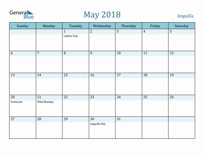 May 2018 Calendar with Holidays