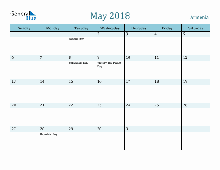 May 2018 Calendar with Holidays