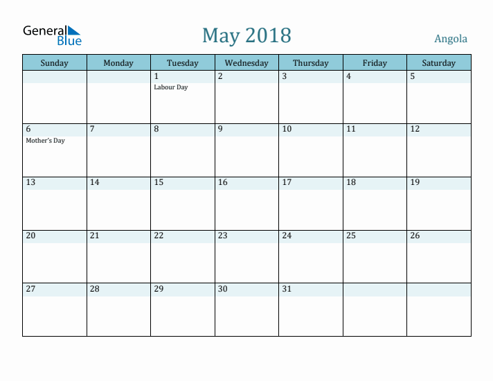 May 2018 Calendar with Holidays