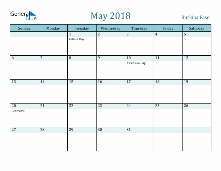 May 2018 Calendar with Holidays