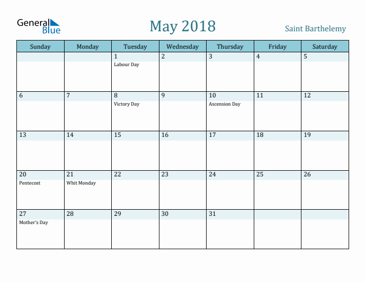 May 2018 Calendar with Holidays