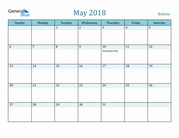 May 2018 Calendar with Holidays