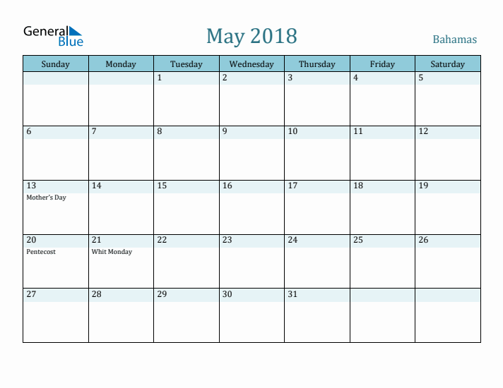 May 2018 Calendar with Holidays