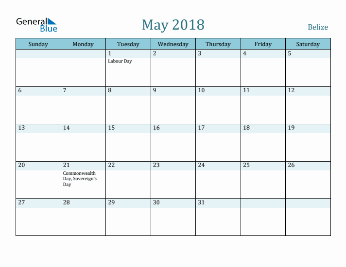 May 2018 Calendar with Holidays