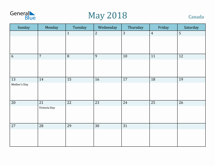 May 2018 Calendar with Holidays