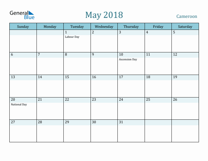 May 2018 Calendar with Holidays