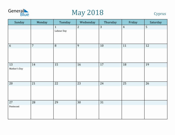 May 2018 Calendar with Holidays